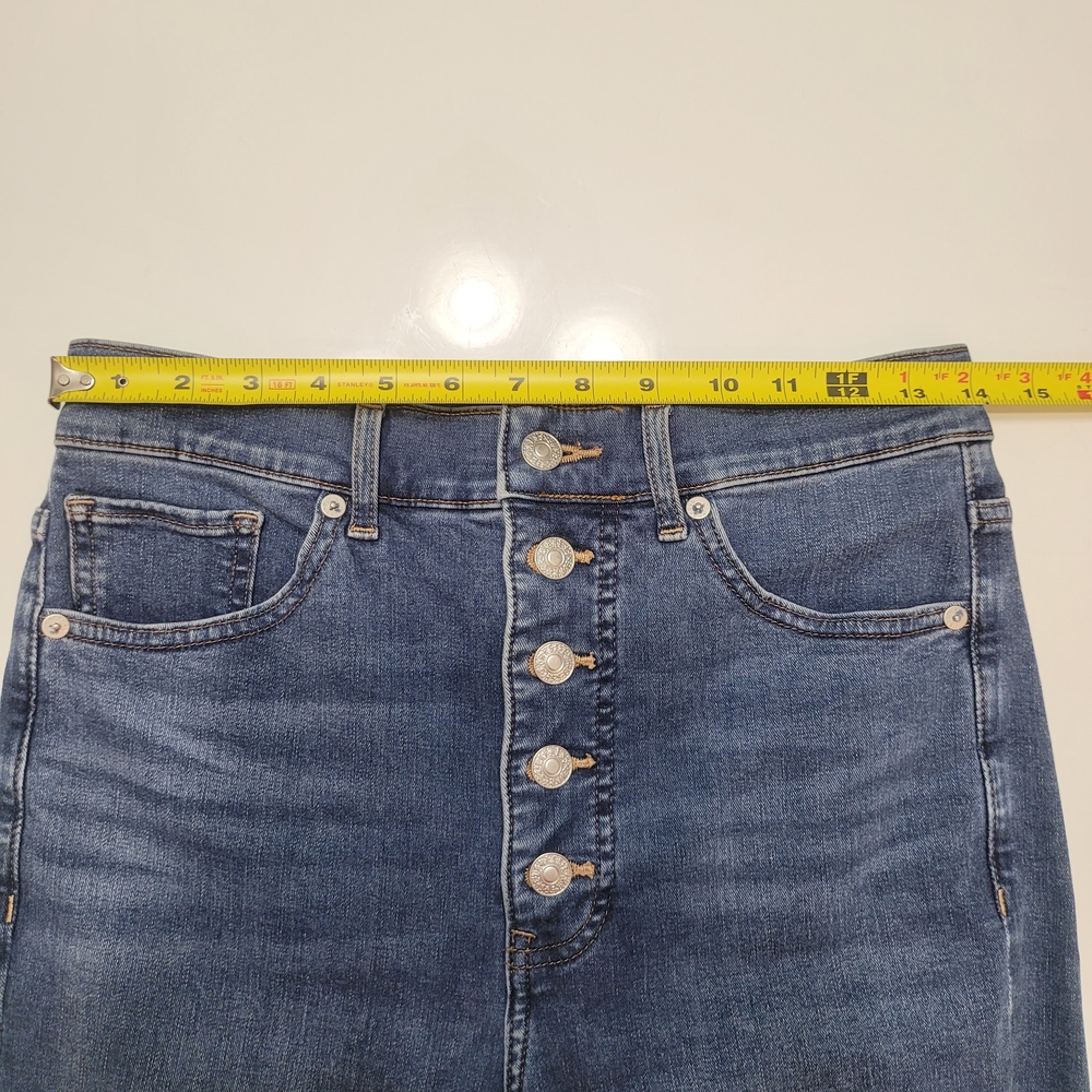 Express Slim High Rise  Blue Women's Jeans buttoned  Size 6S - Picture 5 of 16